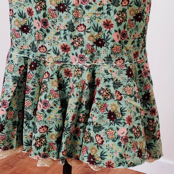 Free People Floral Wale corduroy High waist skirt with Ruffle and Lace . Size 6 - Picture 5 of 7